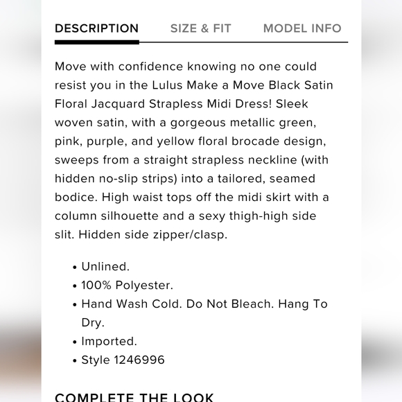 Lulus Make a Move Black Satin Floral Jacquard Strapless Midi Dress Size M - Picture 9 of 10